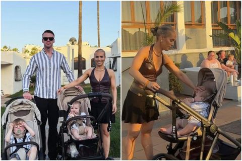 Gréta Salóme og Elvar Þór ásamt sonum sínum.