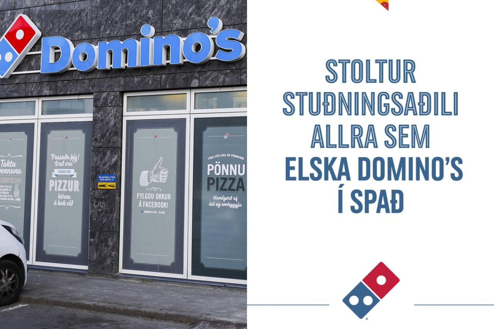 Auglýsingin birtist á samfélagsmiðlum Domino's á Íslandi í kvöld.
