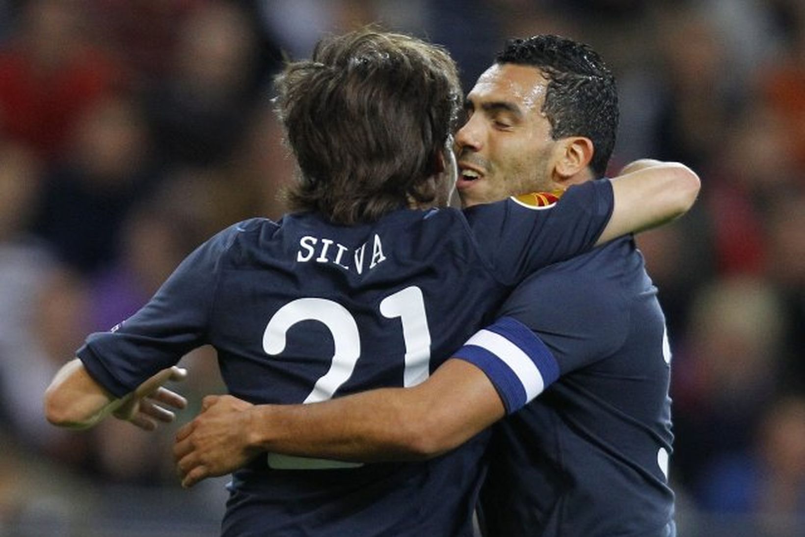 David Silva og Carlos Tévez.