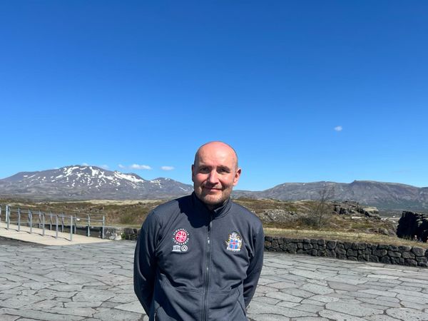 Today is Jóhannesson's first day working at Þingvellir, but in a conversation with mbl.is he says he has fallen in love with being in that beautiful place, being outside and being around people.