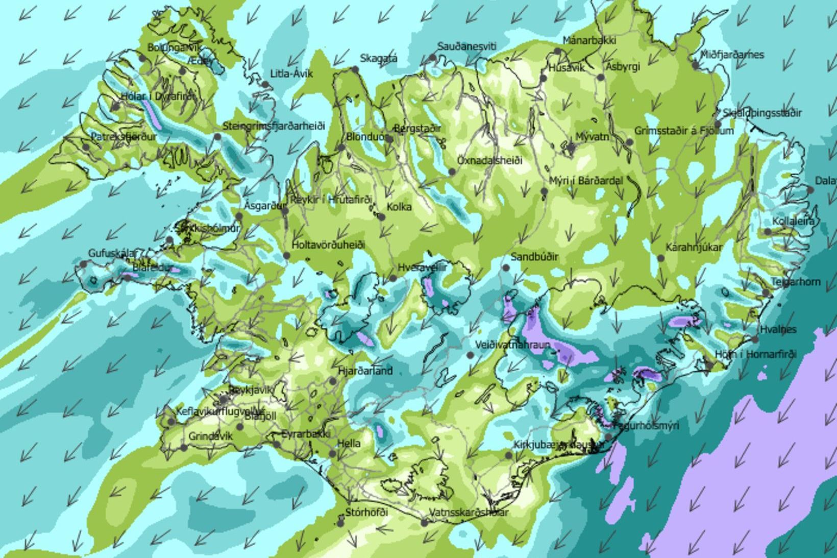 Strekkingsvindur í dag