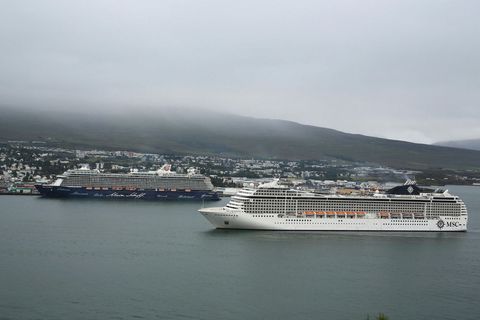 Cruise ships in Akureyri, North Iceland.