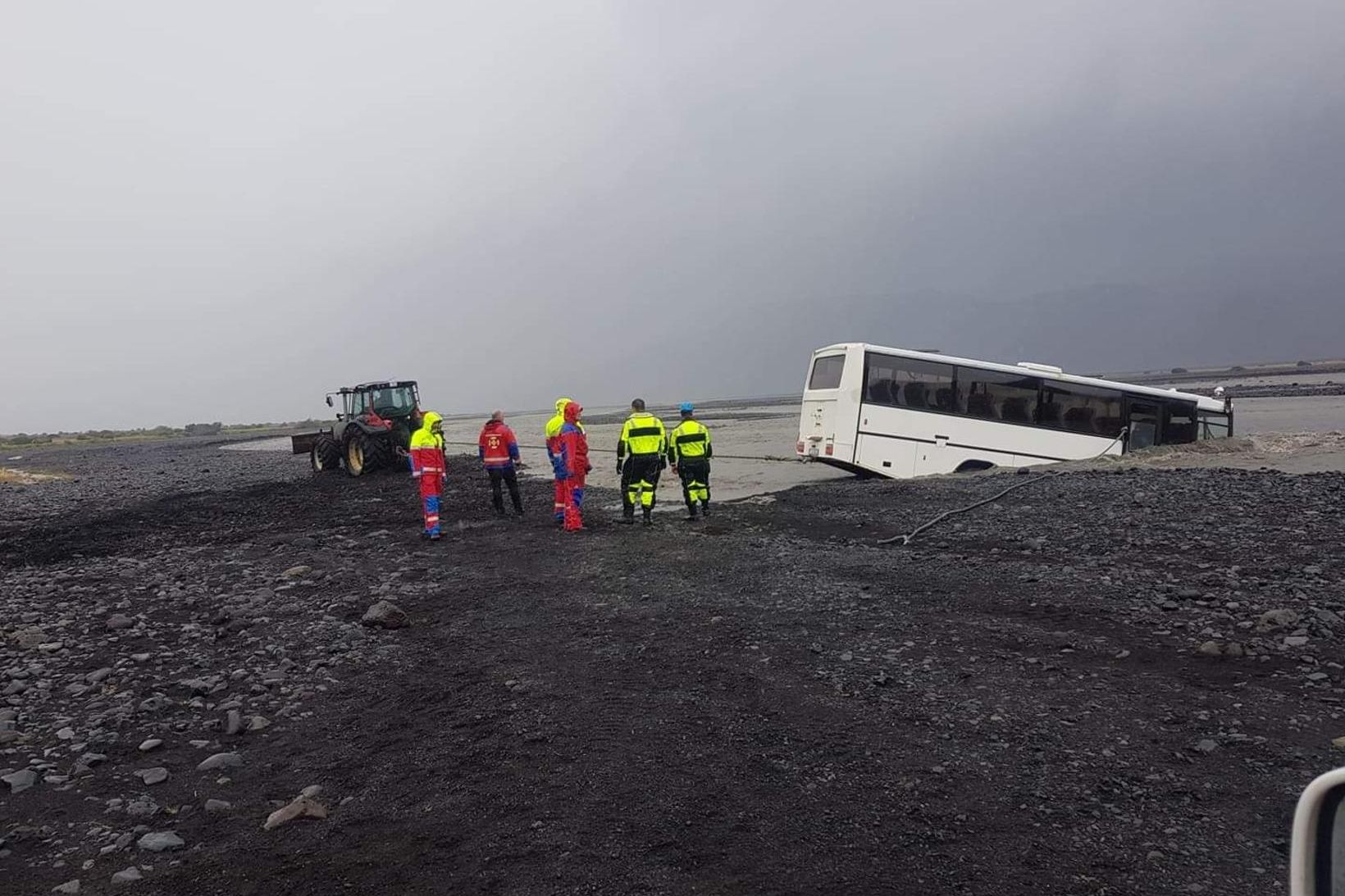 Rútan er ekki í góðu ásigkomulagi.