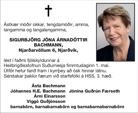 Sigurbjörg Jóna Árnadóttir Bachmann,