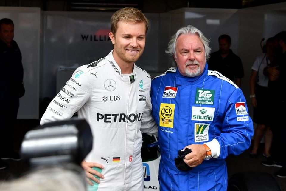 Nico (t.v.) og Keke Rosberg eftir aksturinn í Mónakó.