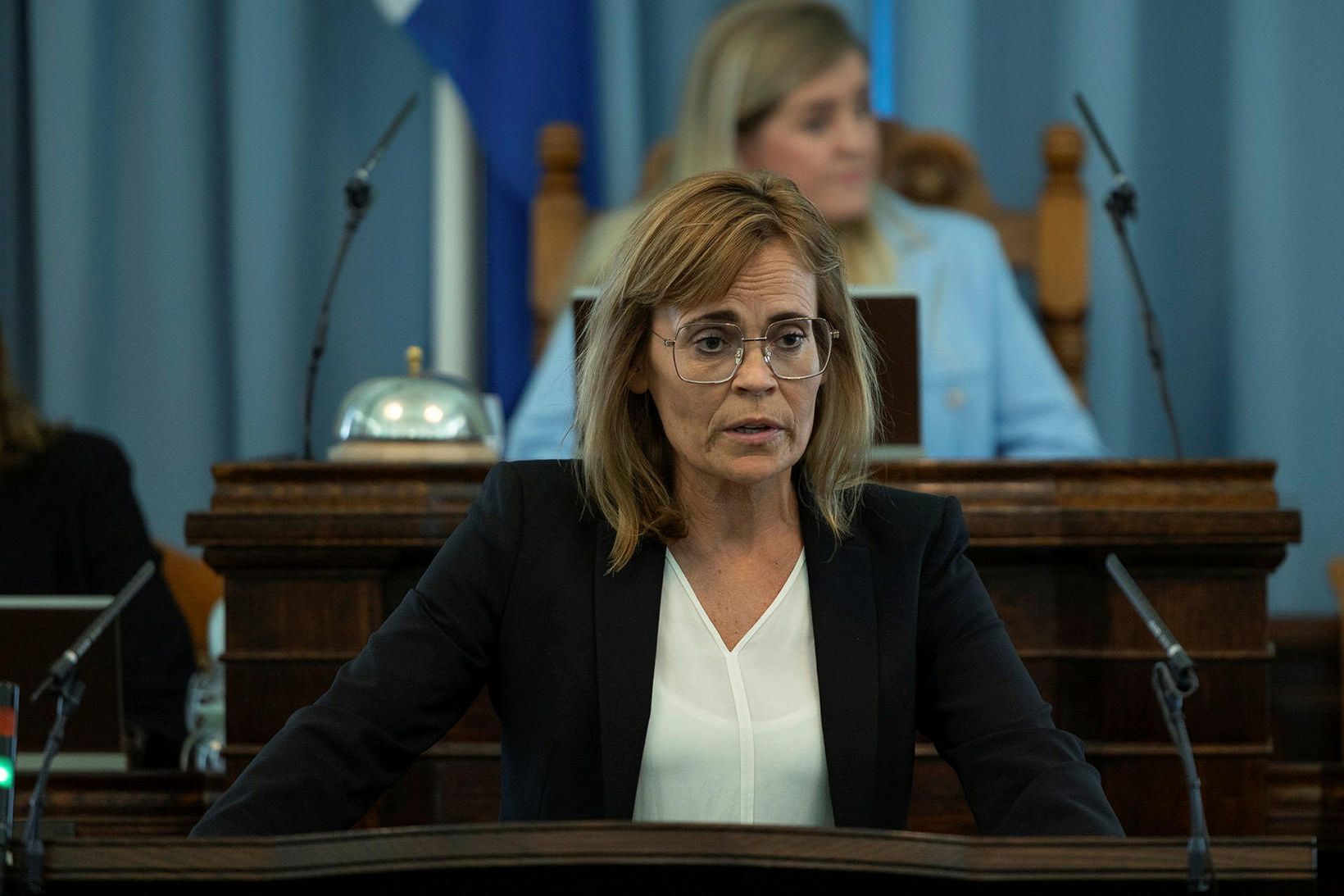 Ingibjörg Davíðsdóttir er sem stendur ræðudrottning kvöldsins um bókun 35.