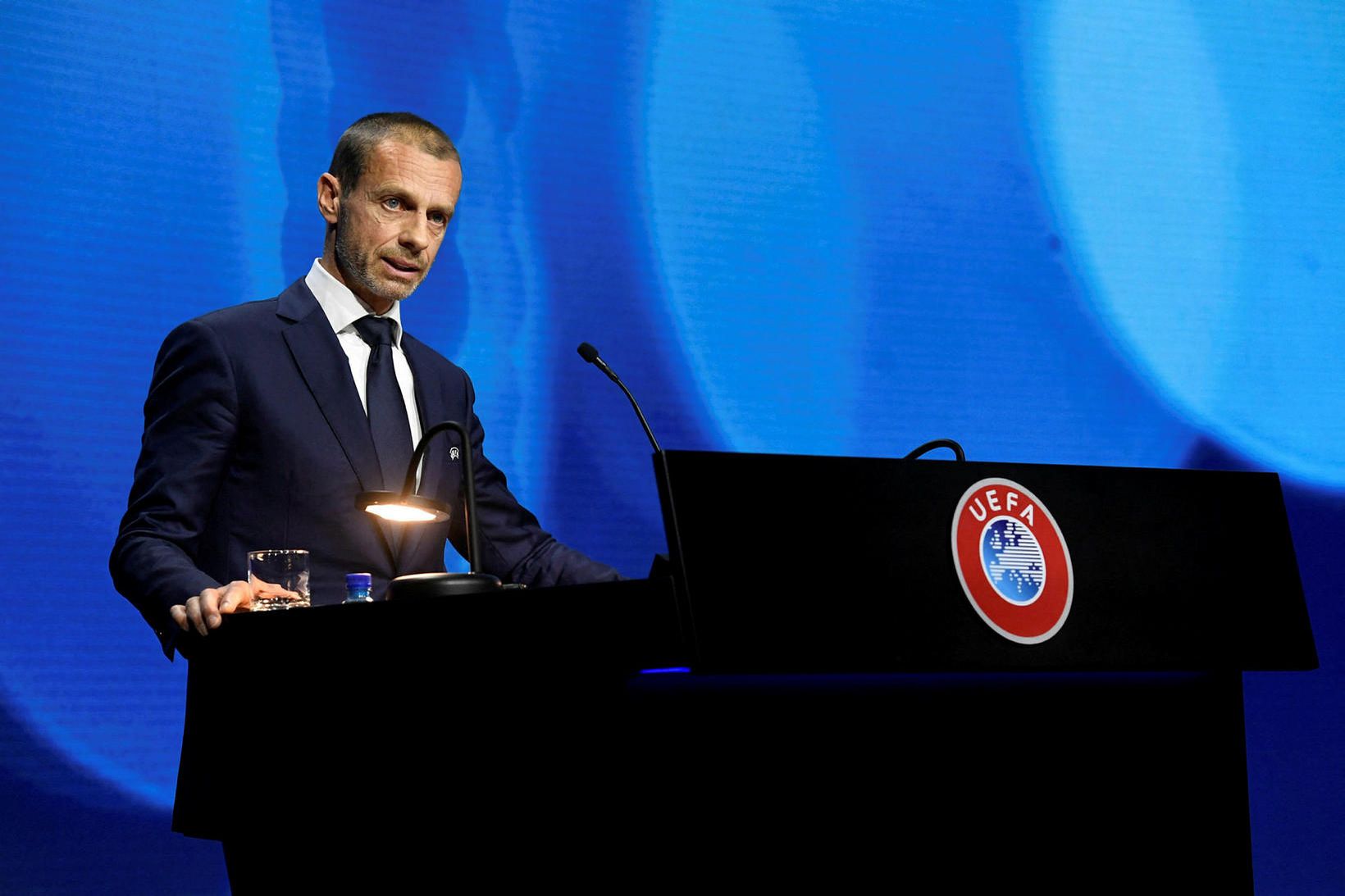 Aleksander Ceferin á þingi UEFA í dag.