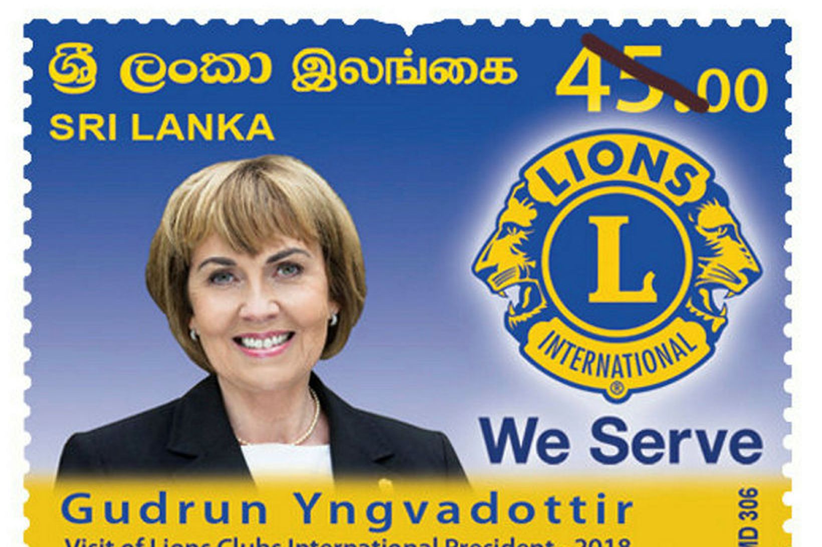 Lionsforsetinn á frímerki í Sri Lanka sem var að koma …