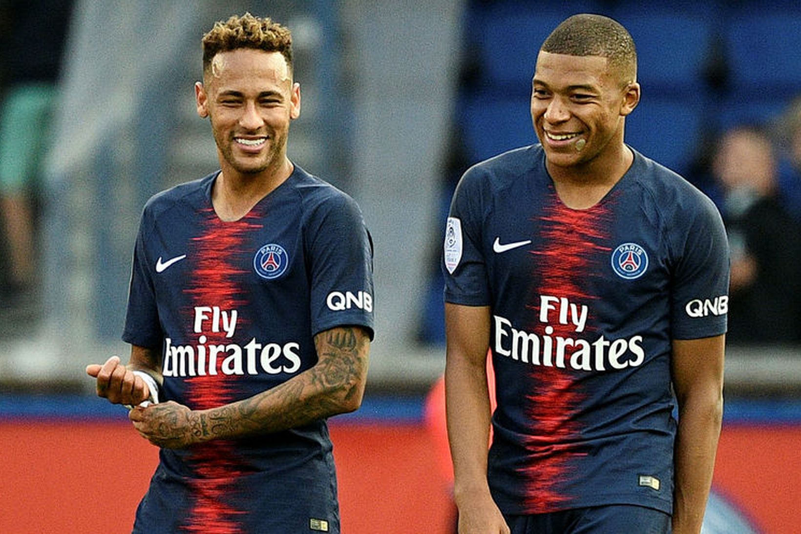 Neymar og Kylian Mbappe.
