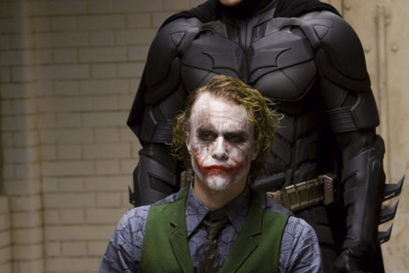 Christian Bale og Heath Ledger í hlutverkum sínum sem Batman …