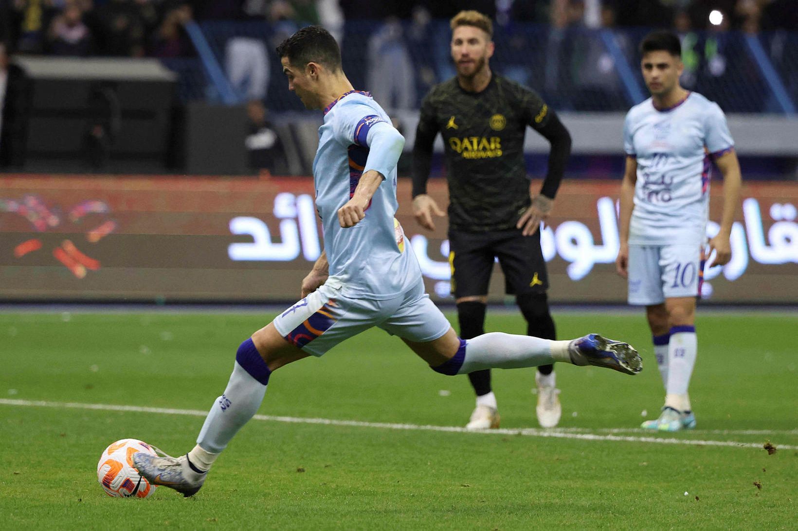 Cristiano Ronaldo skoraði sitt fyrsta mark fyrir Al-Nassr í dag.