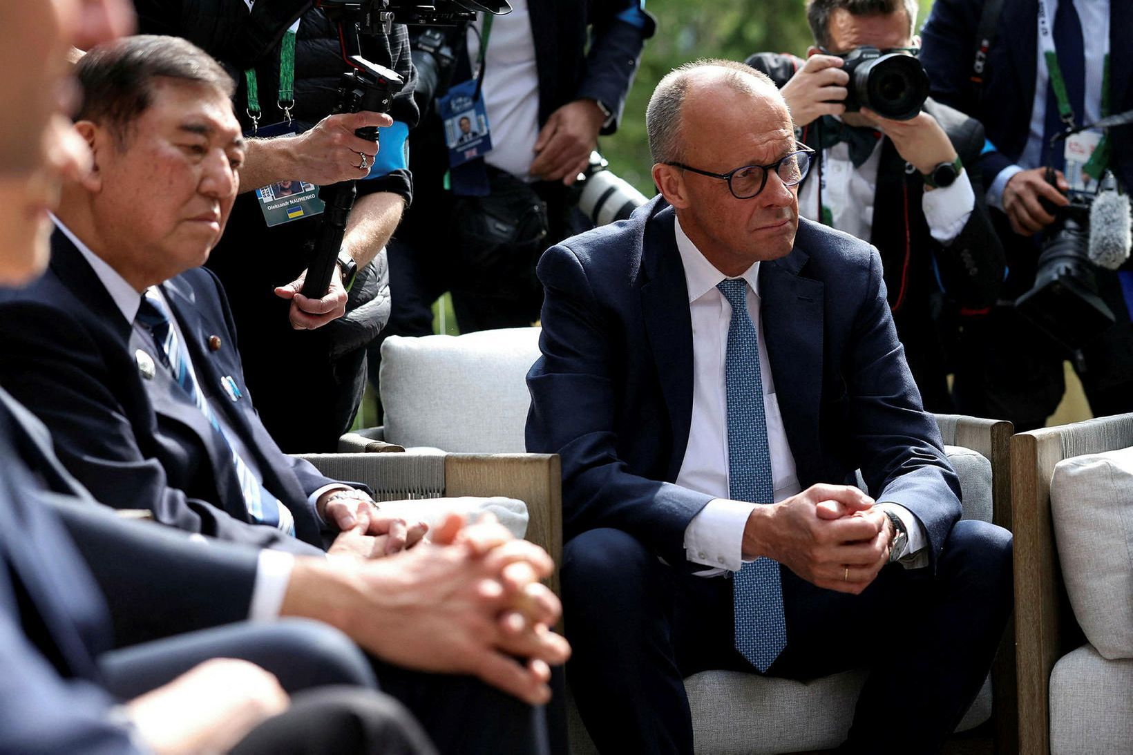 Friedrich Merz , kanslari Þýskaland situr með Shigeru Ishiba, forsætisráðherra …