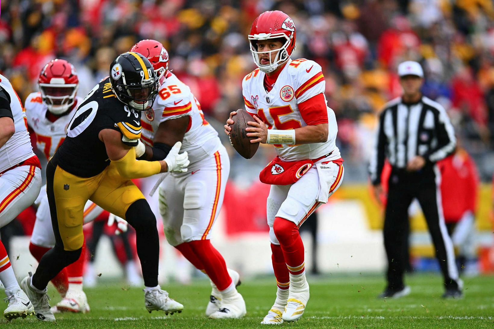 Tekst Patrick Mahomes og liðsfélögum hans í Kansas City Chiefs …