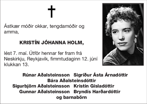 KRISTÍN JÓHANNA HOLM,