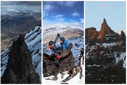 Mountaineers Sigurður Bjarni Sveinsson and Ales Cesen climbed the top of Hraundrangi in Öxnadalur recently.