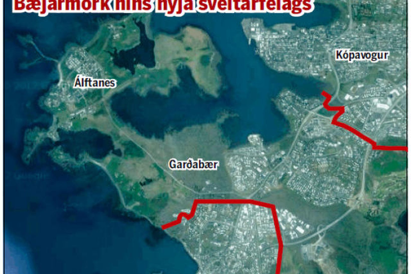 Bæjarmörk hins nýja sveitarféalgs.