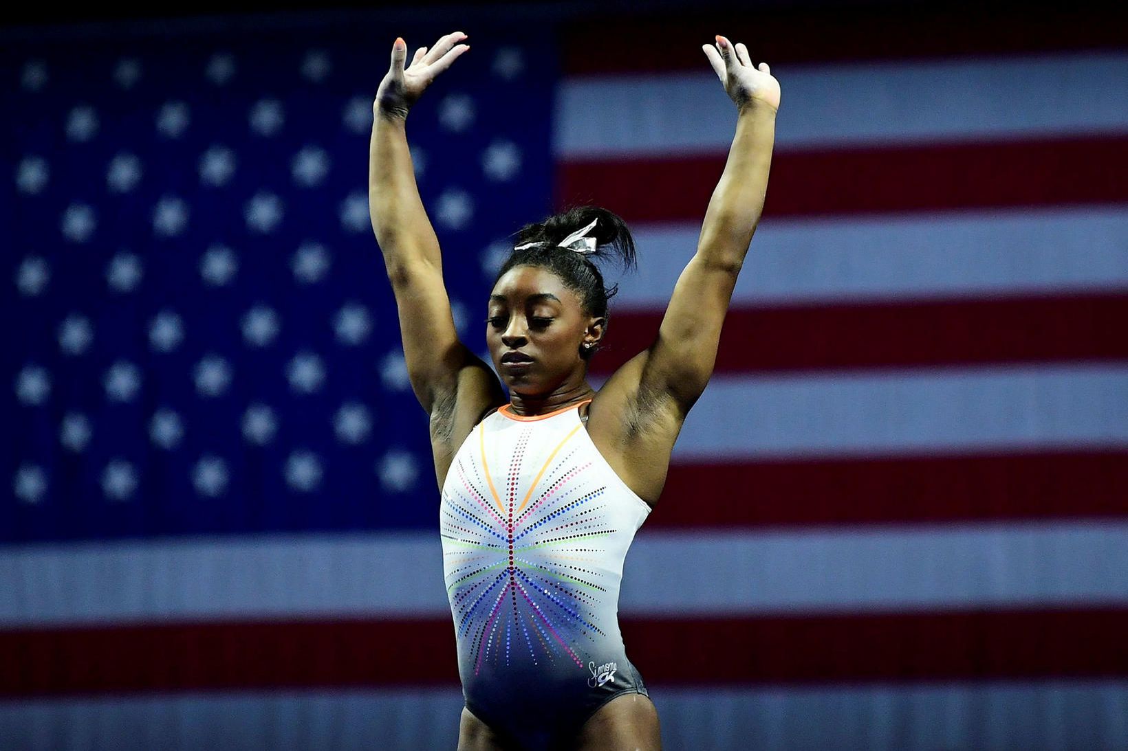 Simone Biles sýndi ótrúleg tilþrif í Indianapolis.