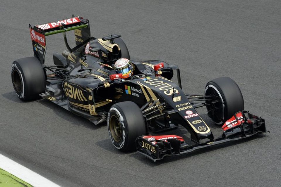 Romain Grosjean setti sjöunda besta tímann á Lotusbílnum á seinni æfingunni í Monza í dag.