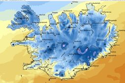 Hitaspá á landinu klukkan 10.