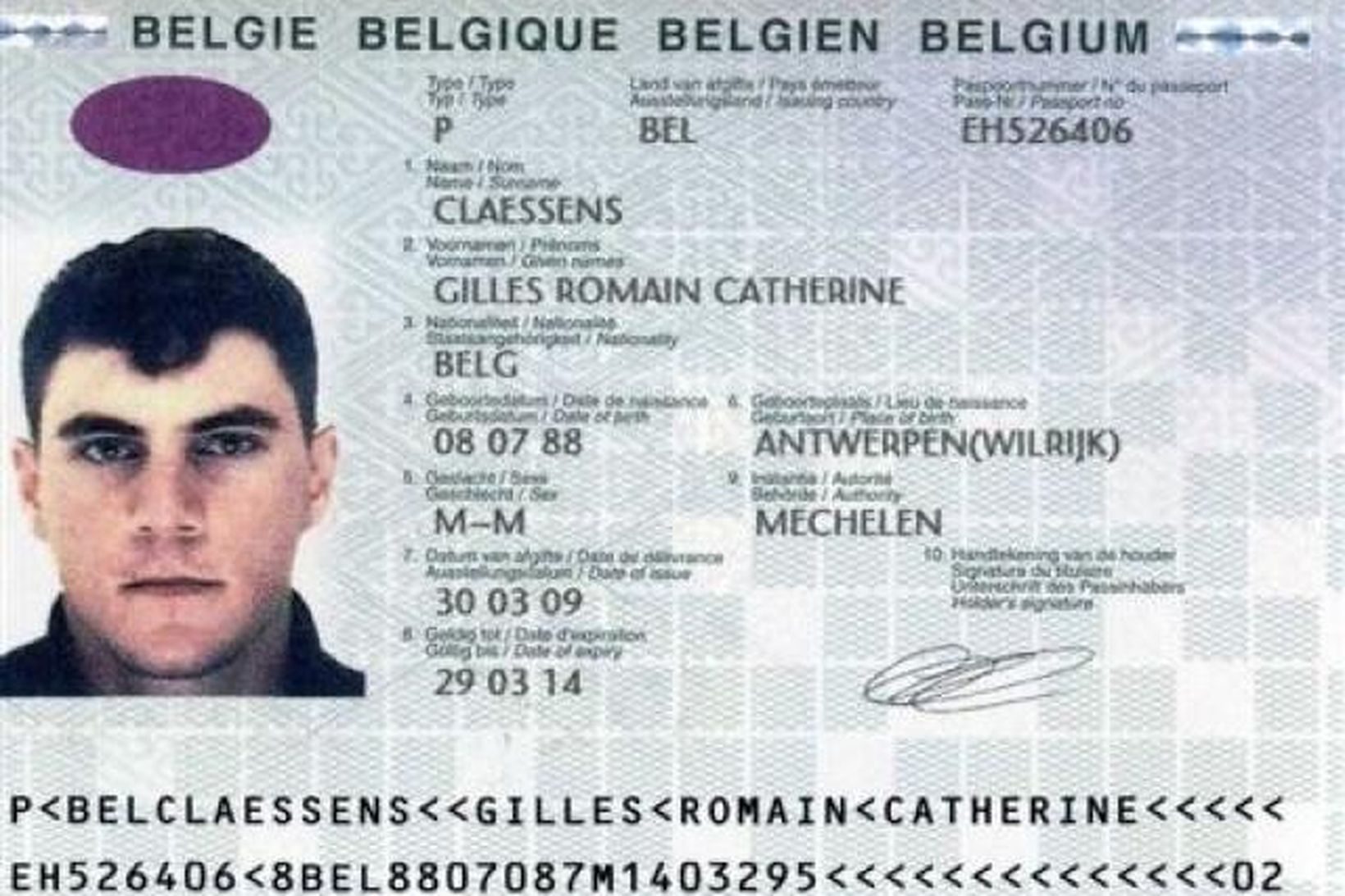 Belginn heitir Gilles Romain Catherine Claessens.