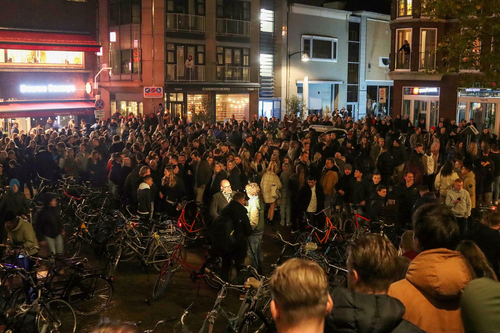 Af mótmælunum í Leeuwarden í gær.