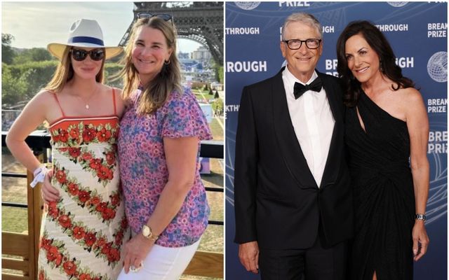 Á myndinni til vinstri er Melinda Gates í París ásamt dóttur þeirra Bills, Jennifer Katherine …