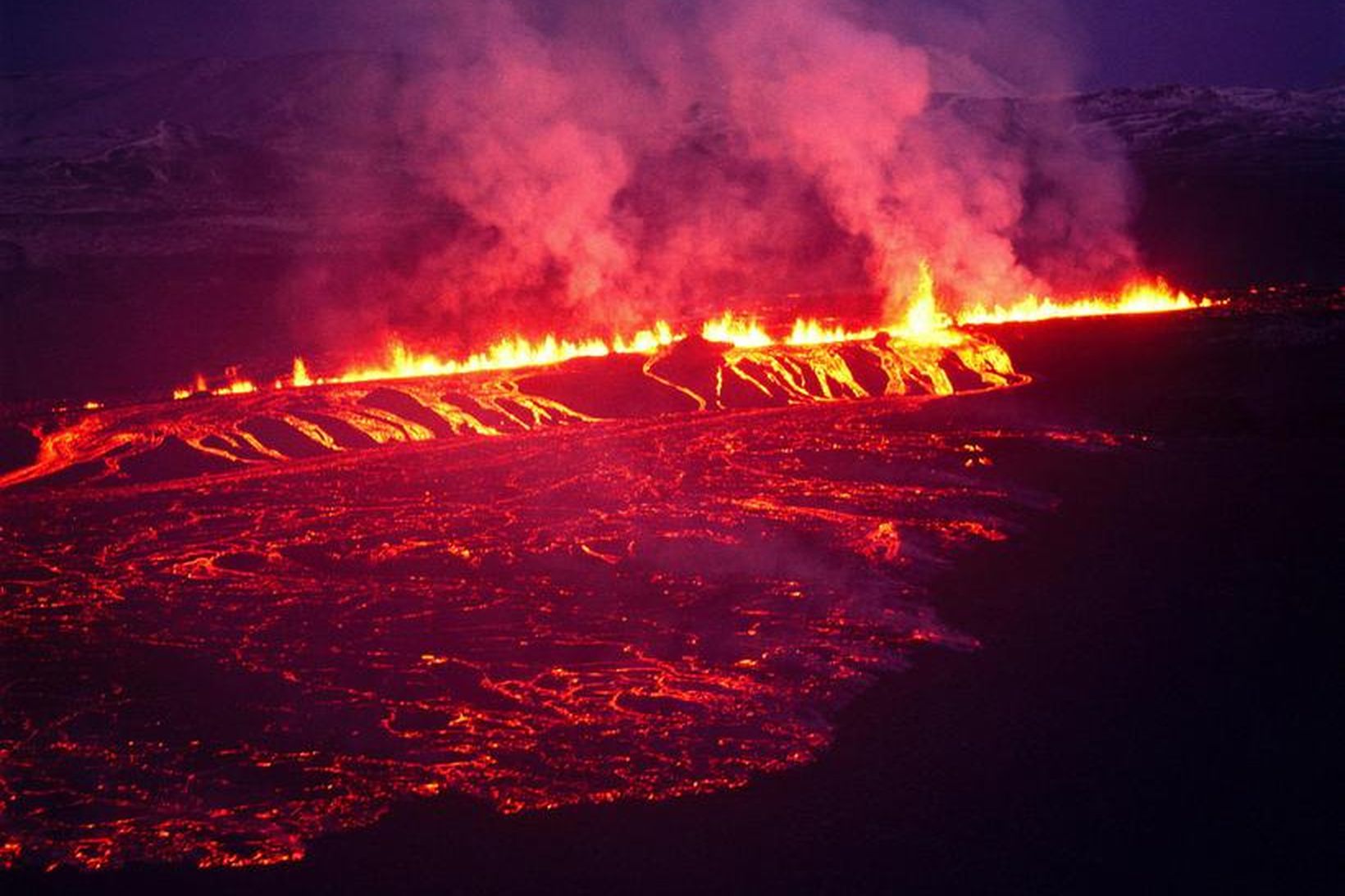 Kröflugos 1977. Krafla þykir mjög ákjósanleg til rannsókna á virkri …