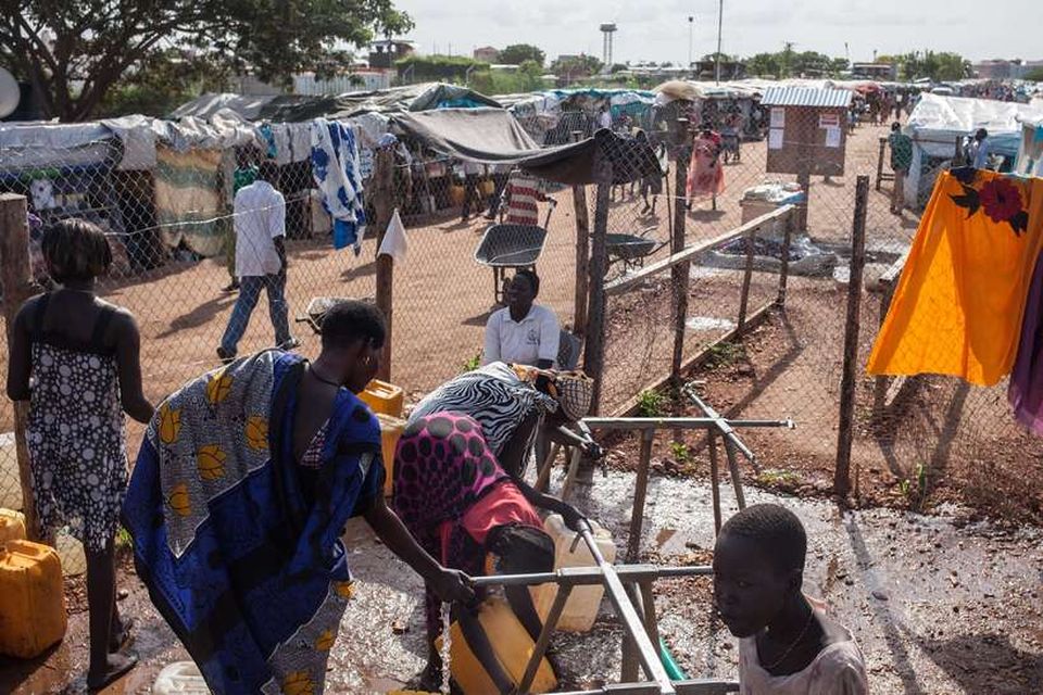 Flóttamenn í Tomping Internally Displaced Persons (IDP) búðunum í Juba