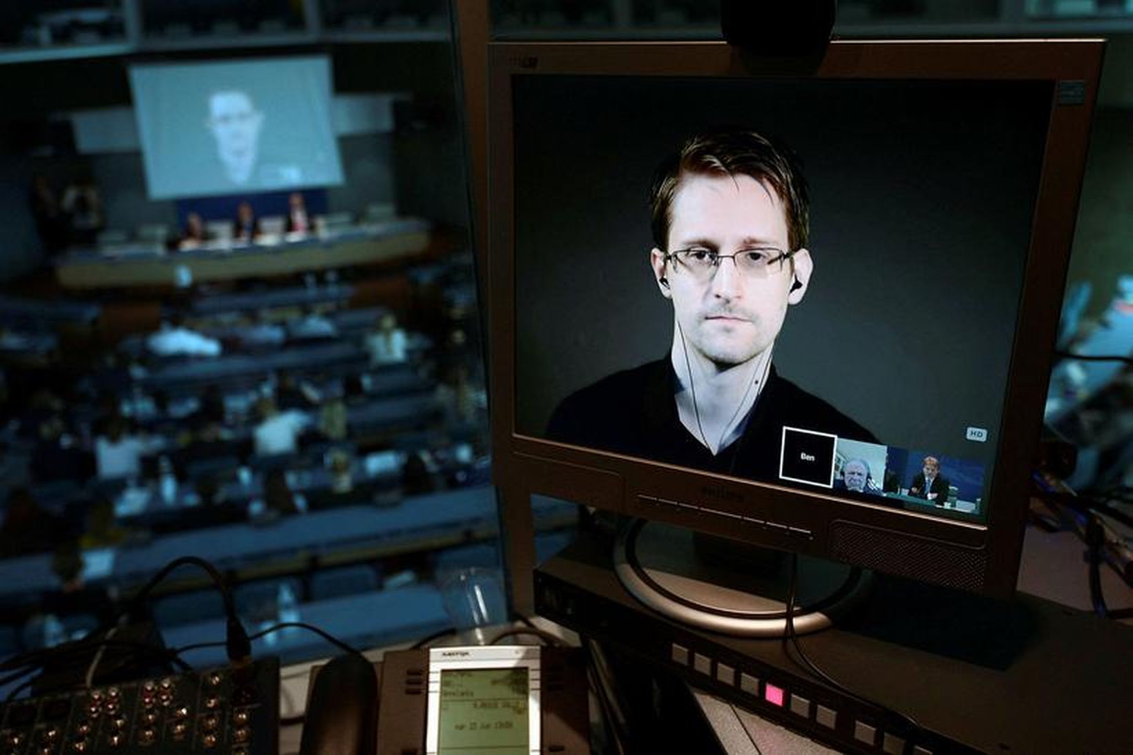 Edward Snowden er búsettur í Rússlandi en hefur komið víða …