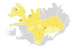 Gular viðvaranir verða í nokkrum landshlutum.