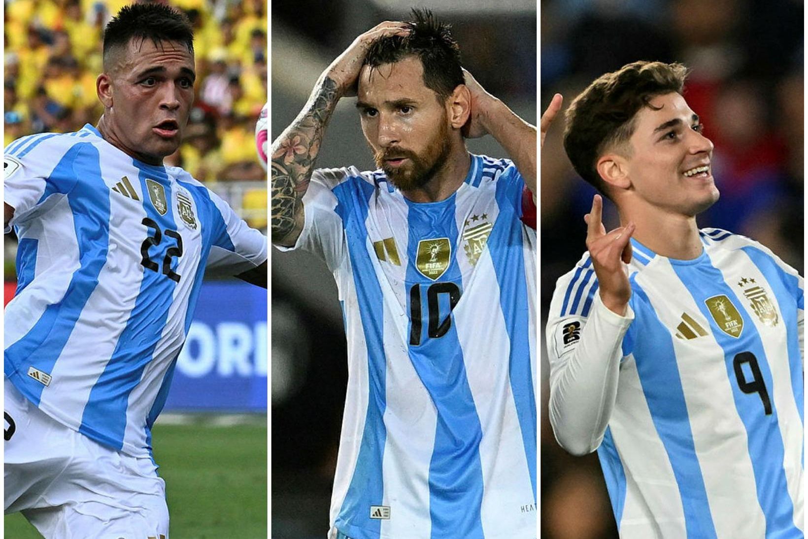 Lautaro Martínez, Lionel Messi og Julian Álvarez.