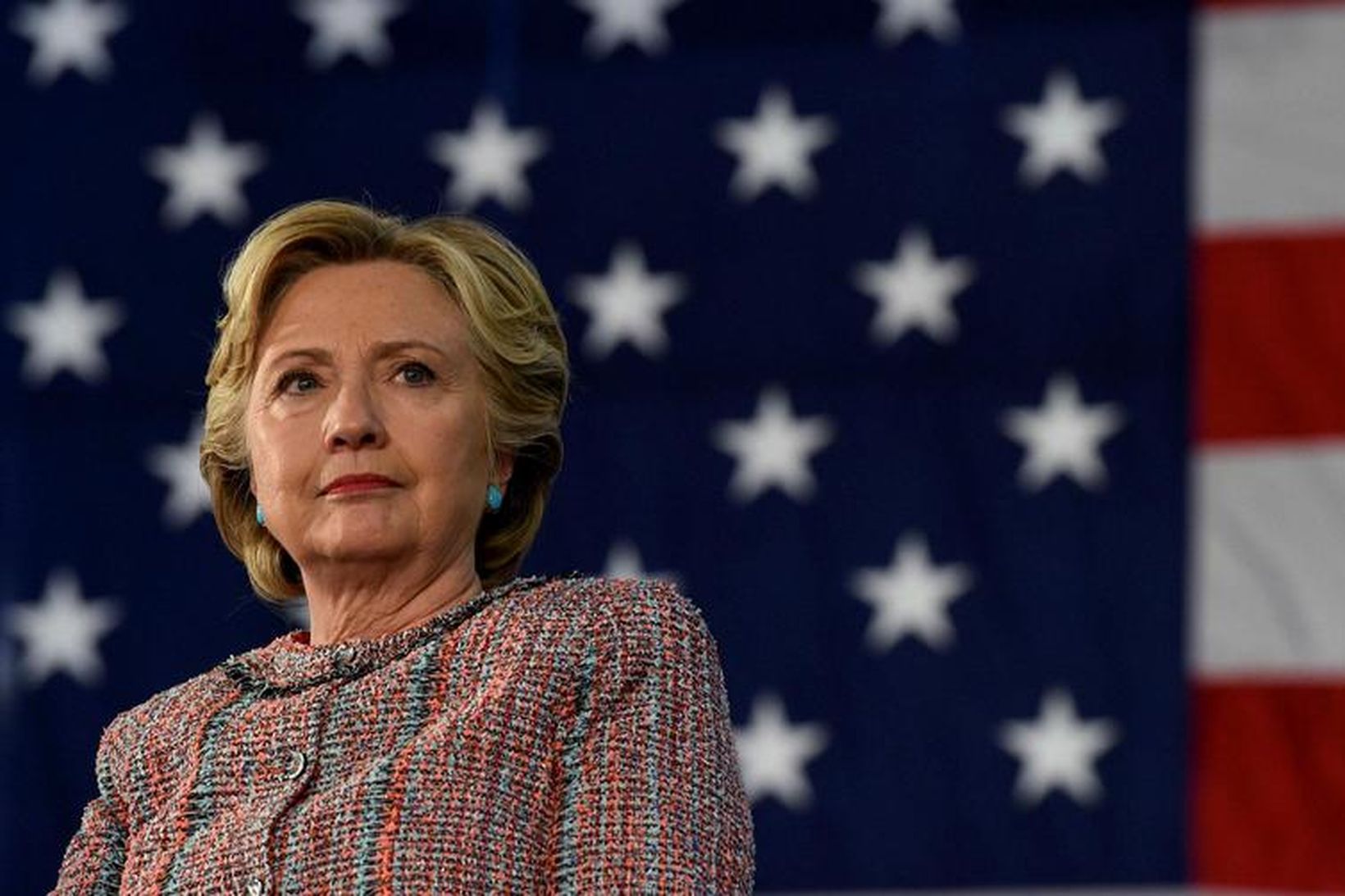 Hillary Clinton á kosningafundi í Miami.