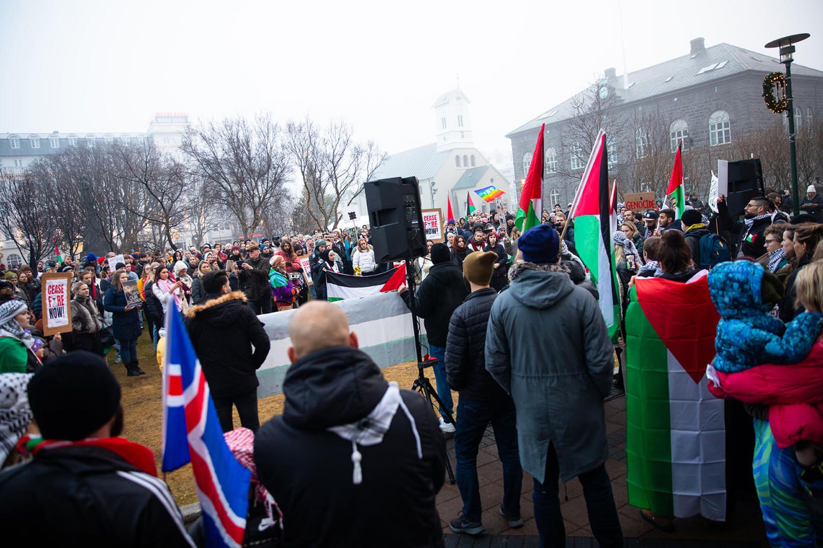 Félagið Ísland-Palestína stóð fyrir göngunni.