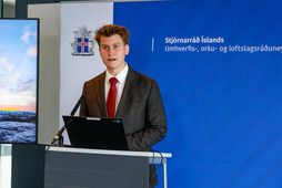 Jóhann Páll Jóhannsson, umhverfis-, orku- og loftslagsráðherra, á fundinum í dag.