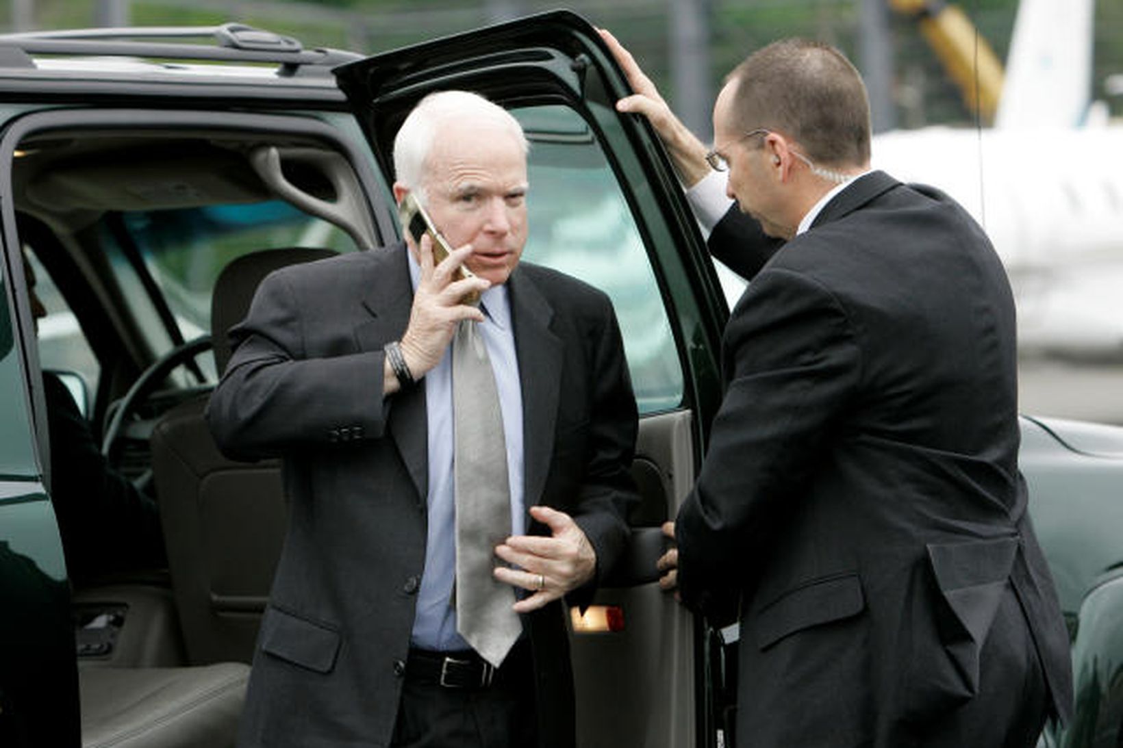 John McCain, forsetaefni bandarískra repúblíkana, í Seattle í gær.