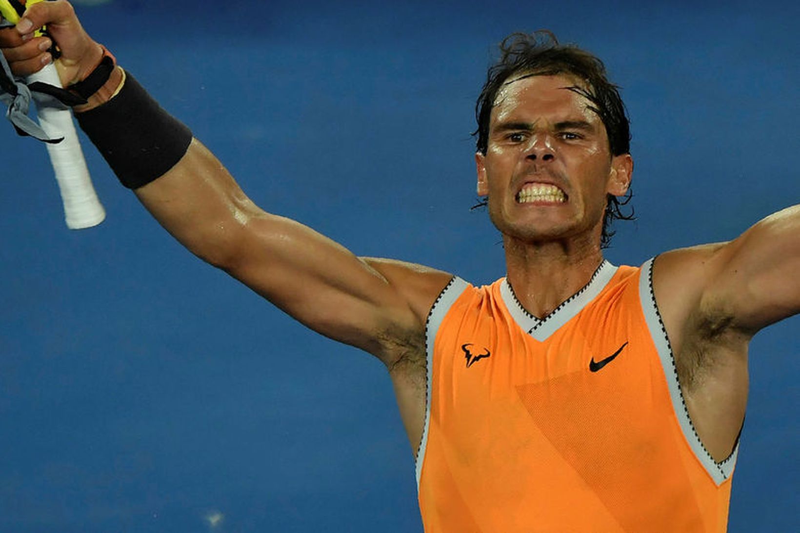 Rafael Nadal fagnar sætinu í úrslitum.