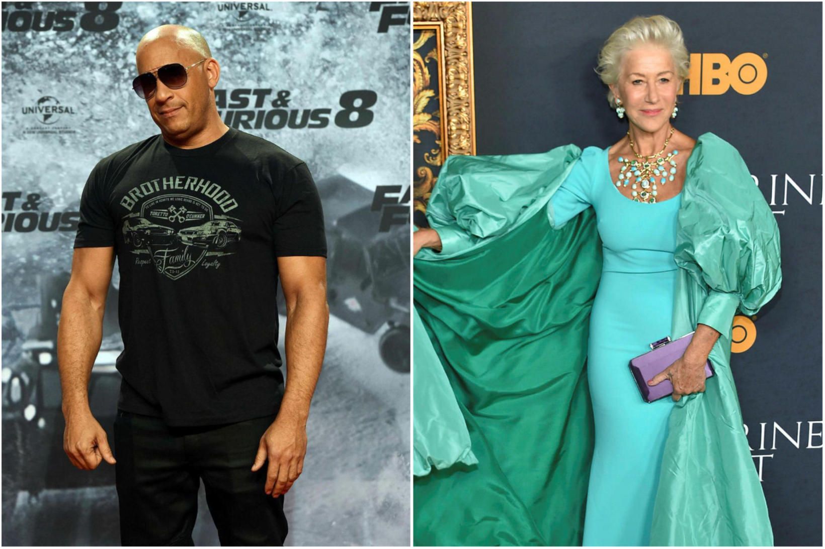 Leikararnir Vin Diesel og Helen Mirren eru stödd í Róm …