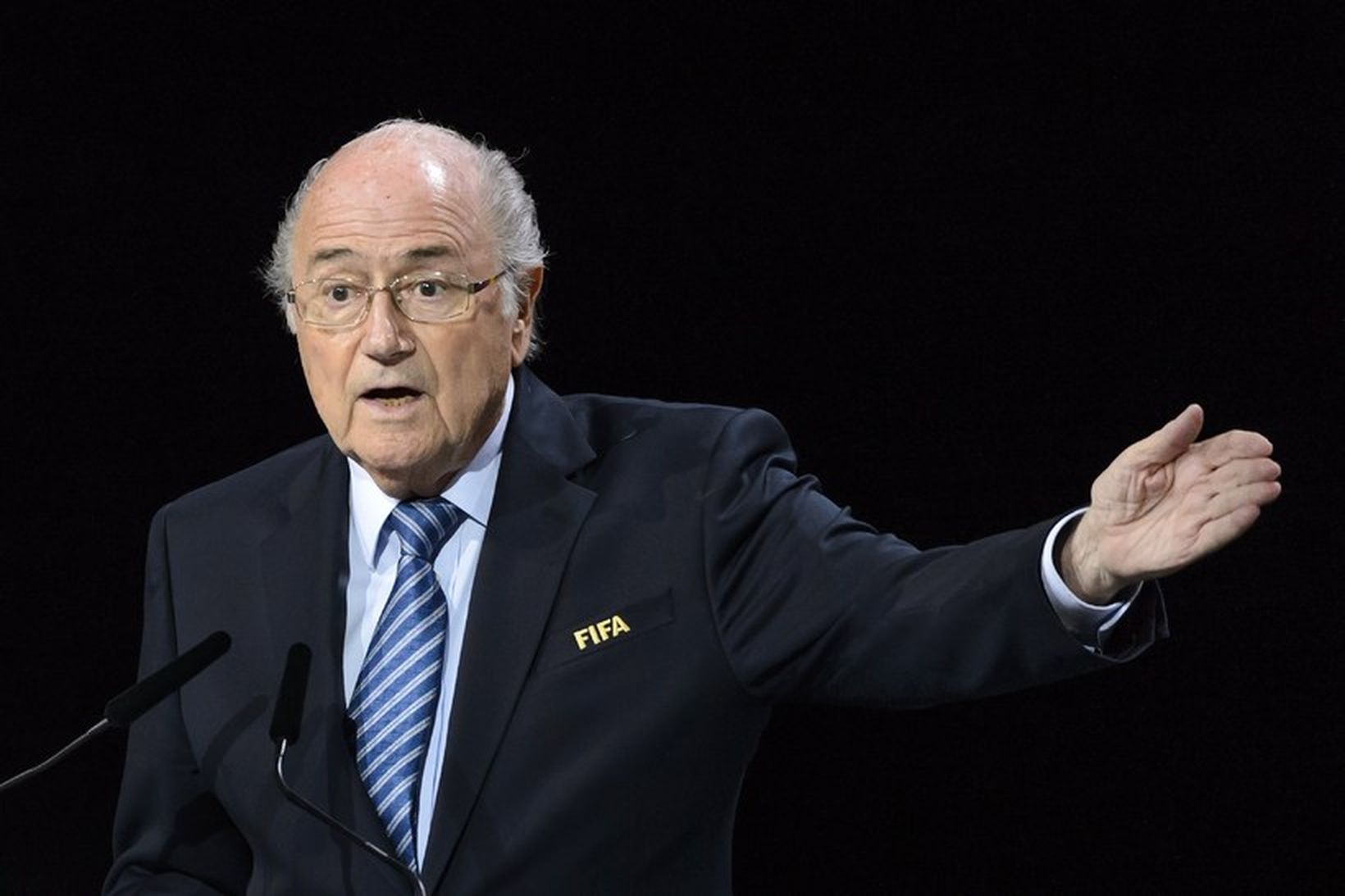 Sepp Blatter flytur ræðu á ársþingi FIFA í dag.
