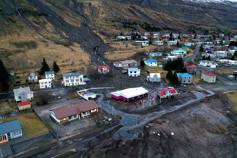 From Seyðisfjörður. The picture was taken following the landslide in December.