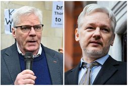 Krist­inn Hrafns­son, rit­stjóri Wiki­Leaks, og Julian Assange, stofnandi Wiki­Leaks.