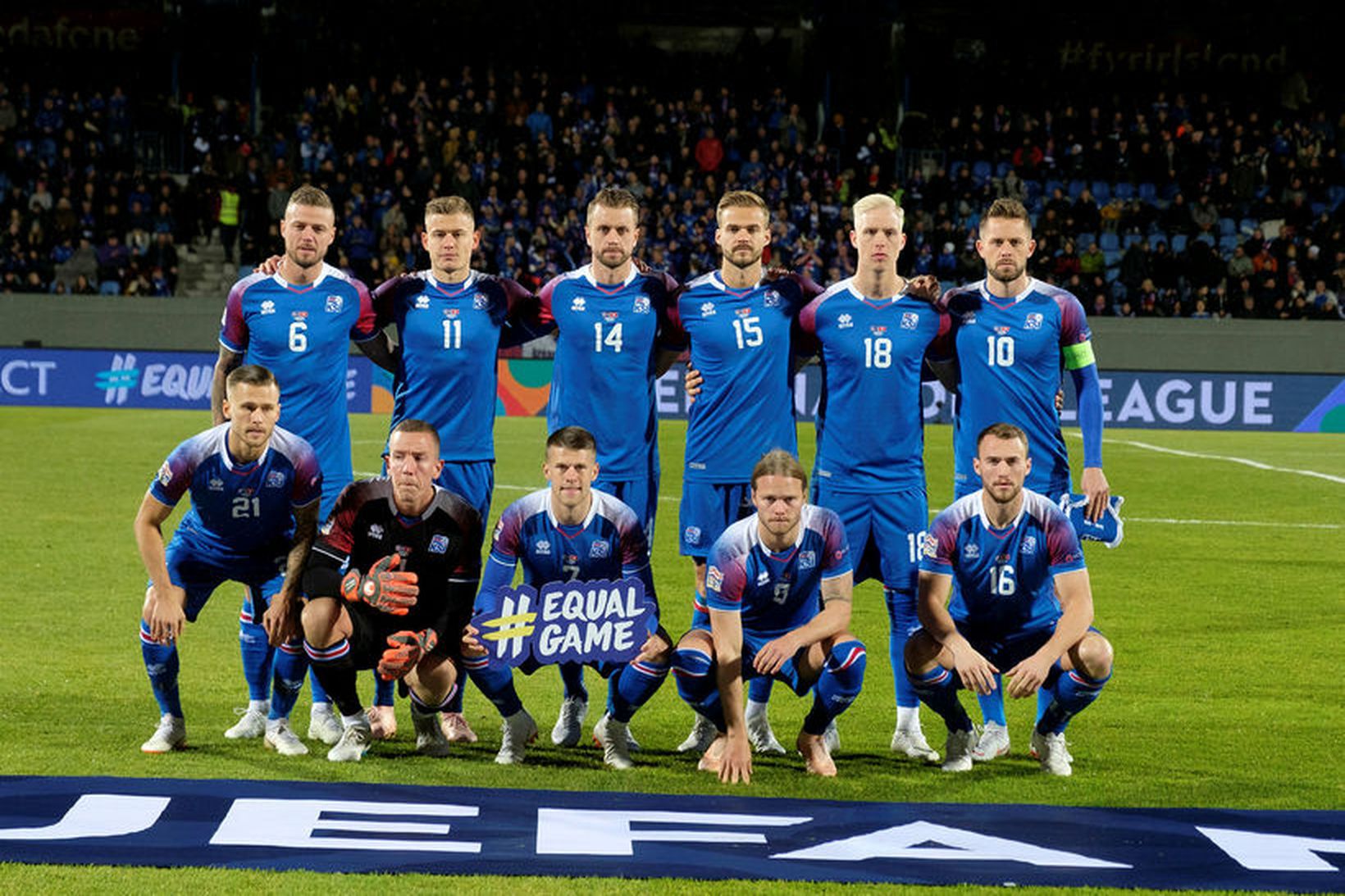 Byrjunarlið Íslands í leiknum gegn Sviss í Þjóðadeild UEFA.