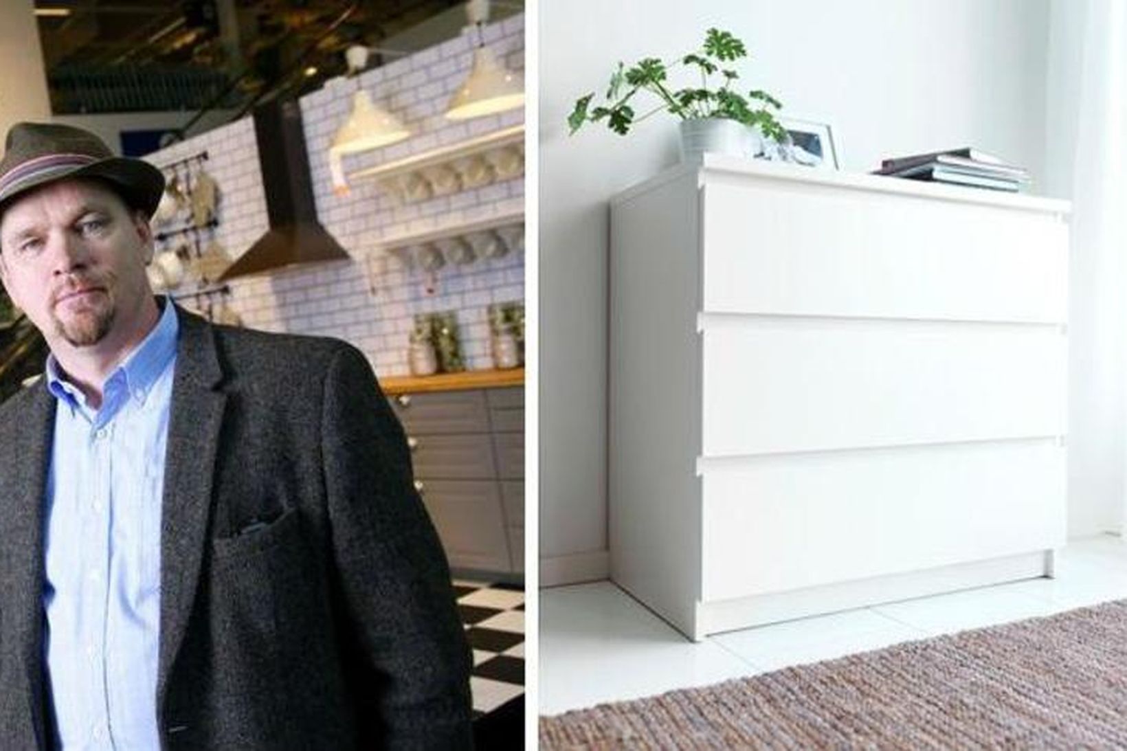 Þórarinn Ævarsson, framkvæmdastjóri IKEA, og MALM kommóðan sem hefur verið …