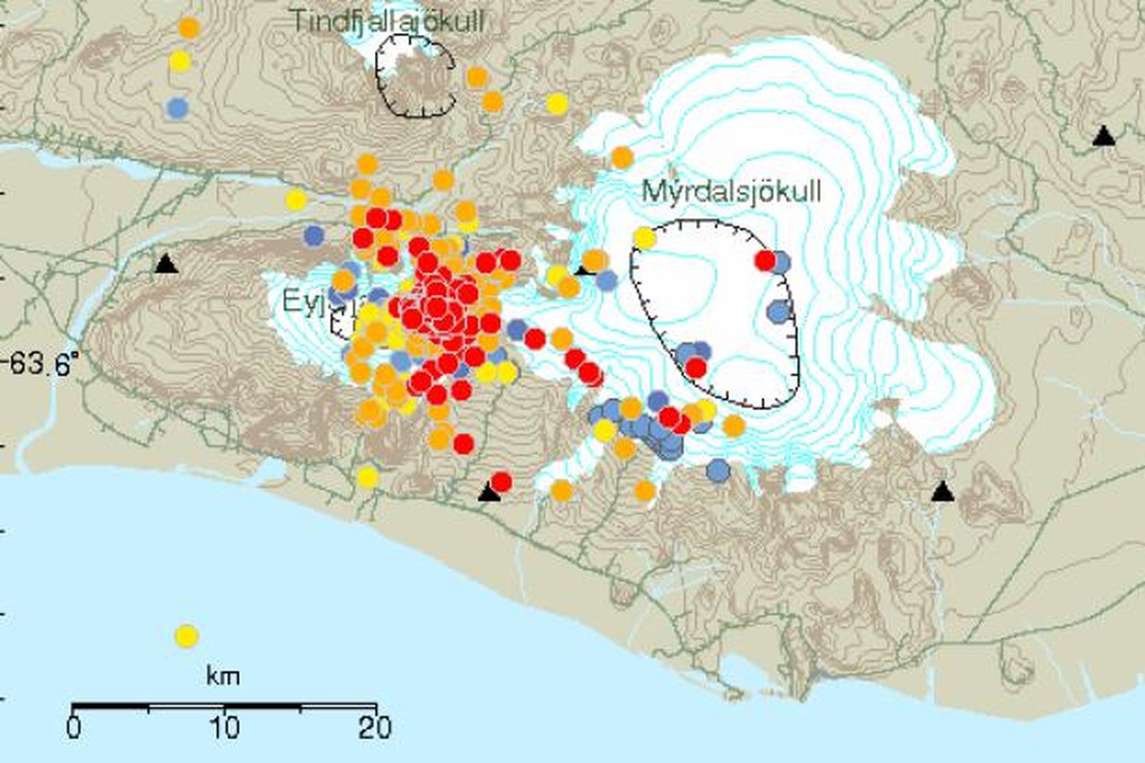 Kort Veðurstofunnar gefur hugmynd um skjálftavirknina