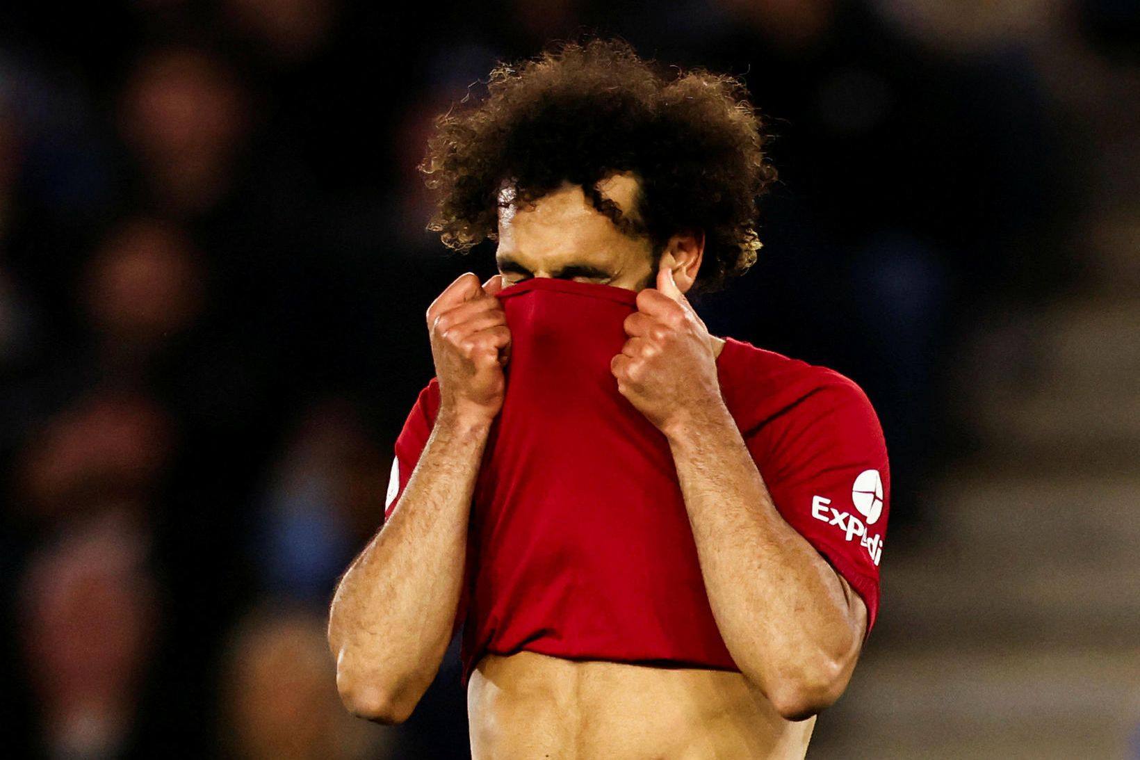Mohamed Salah er sár og svekktur.