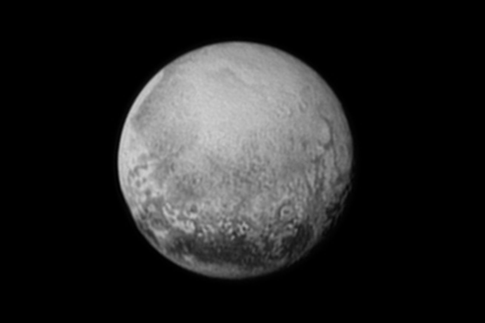 Mynd sem New Horizons tók af Plútó laugardaginn 11. júlí.