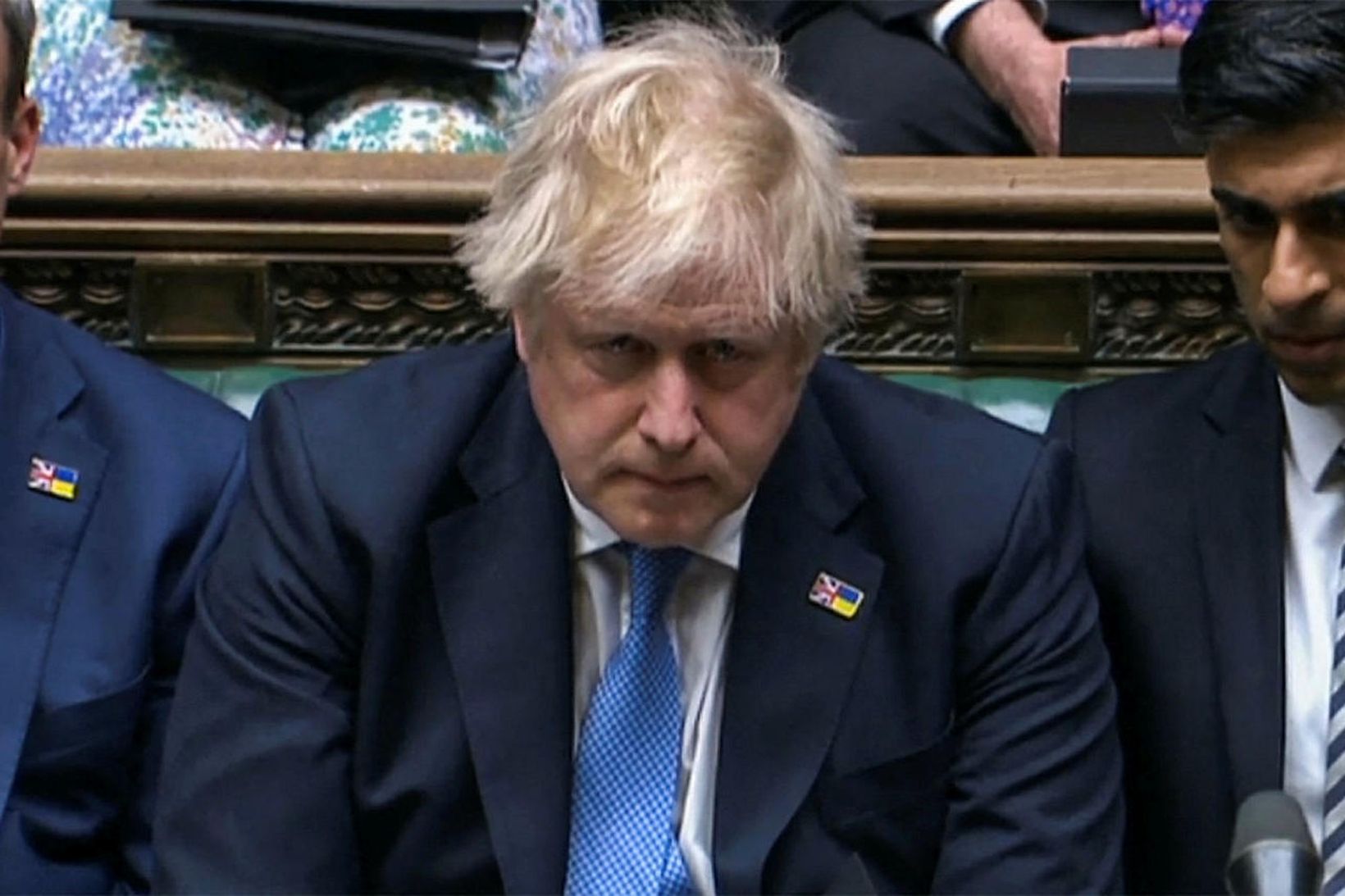 Boris Johnson á þingi í dag.