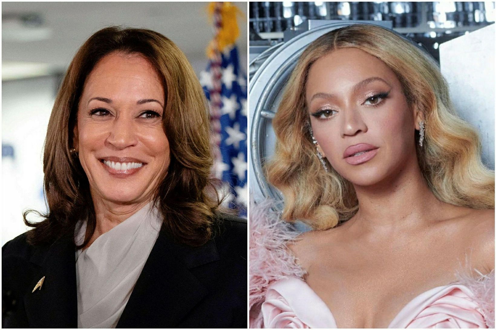 Varaforsetinn Kamala Harris og tónlistarkonan Beyoncé.