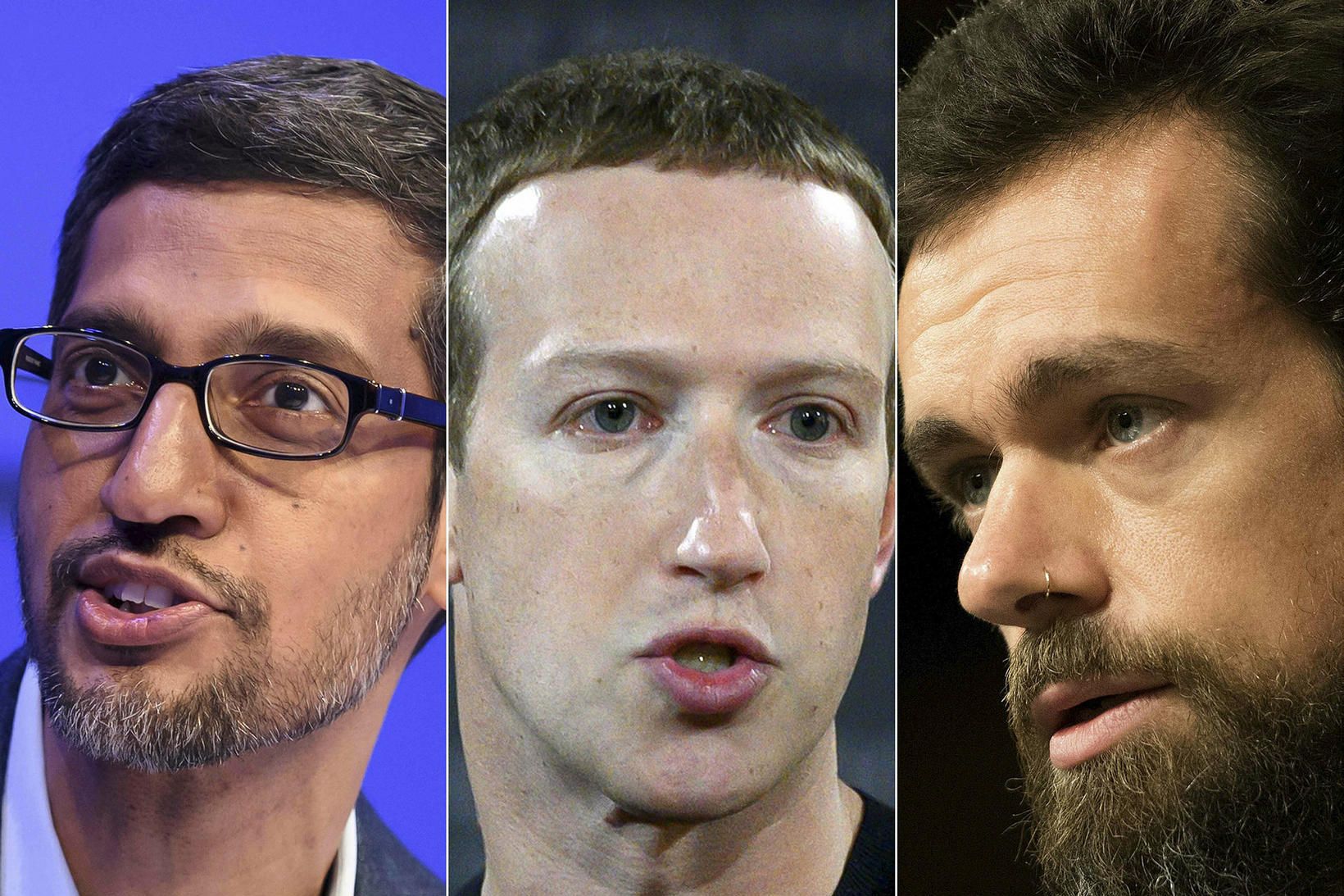Sundar Pichai, Mark Zuckerberg og Jack Dorsey sitja fyrir svörum …