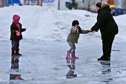 Today it's a good idea to wear your sturdiest footwear and take great care on the streets and pavements.