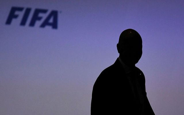 Útlinur Gianni Infantino, forseta FIFA, á nýafstöðnu ársþingi sambandsins.